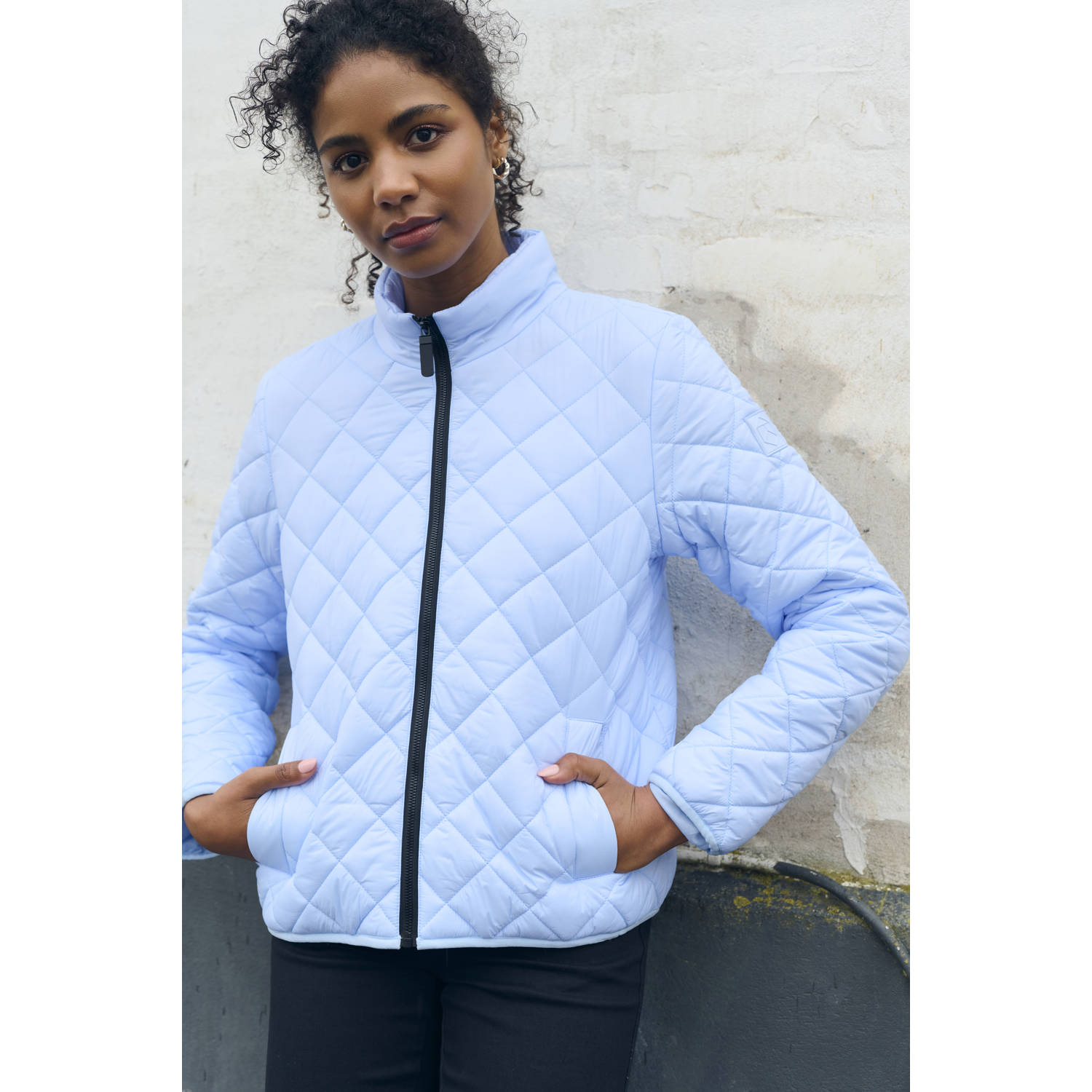 Kaffe Gewatteerde Windsurfer Jas met Zakken Blue Dames