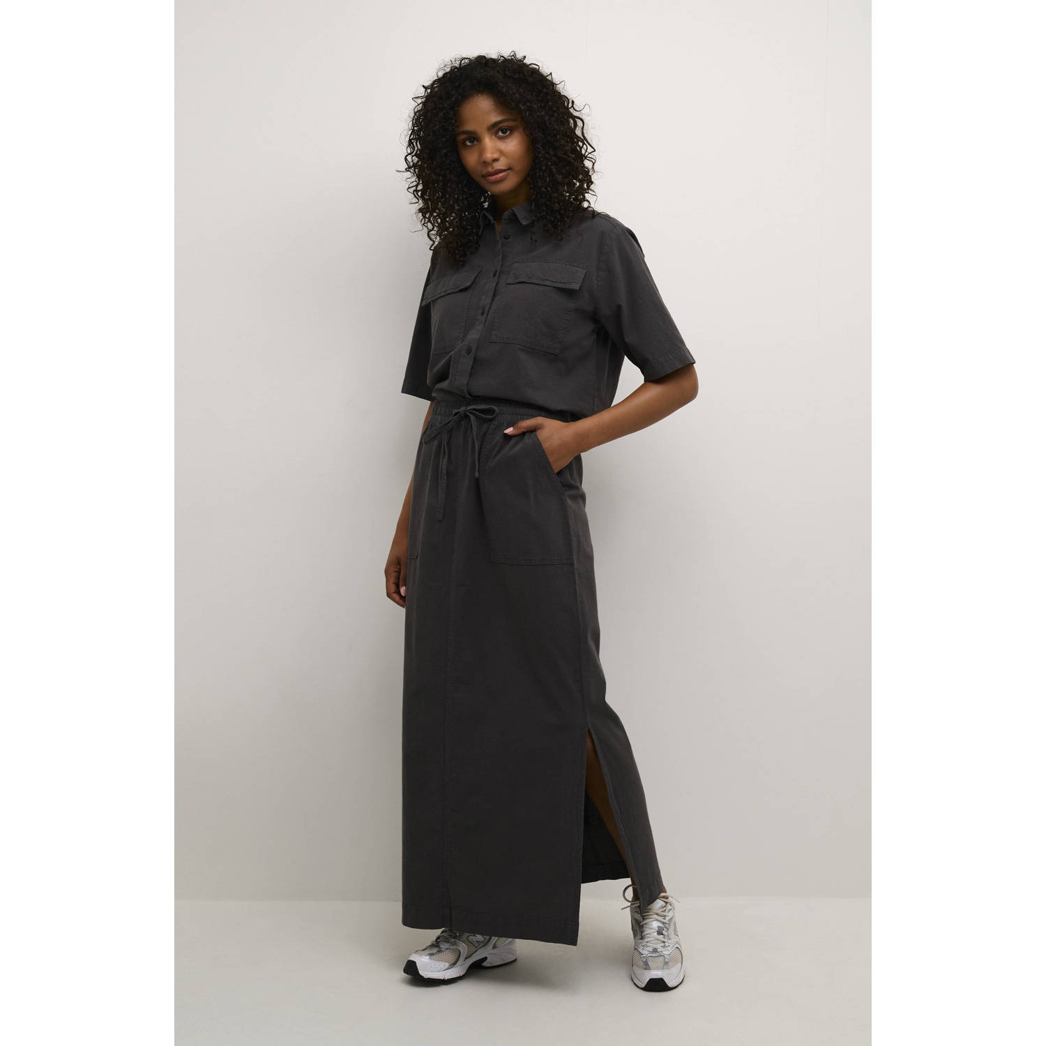 Kaffe maxi rok antraciet