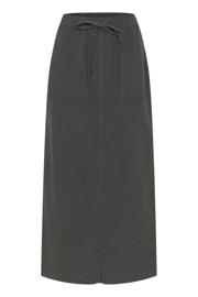 thumbnail: Antraciete dames Kaffe maxi rok gemaakt van katoen en met elastische tailleband met koord