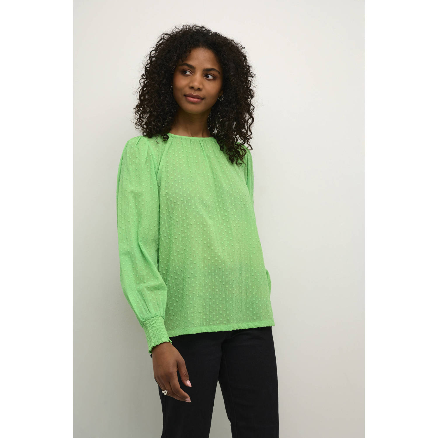 Kaffe Lenteboeket Lange Mouw Blouse Green Dames