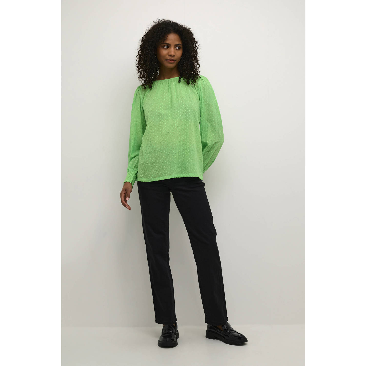 Kaffe blousetop limegroen