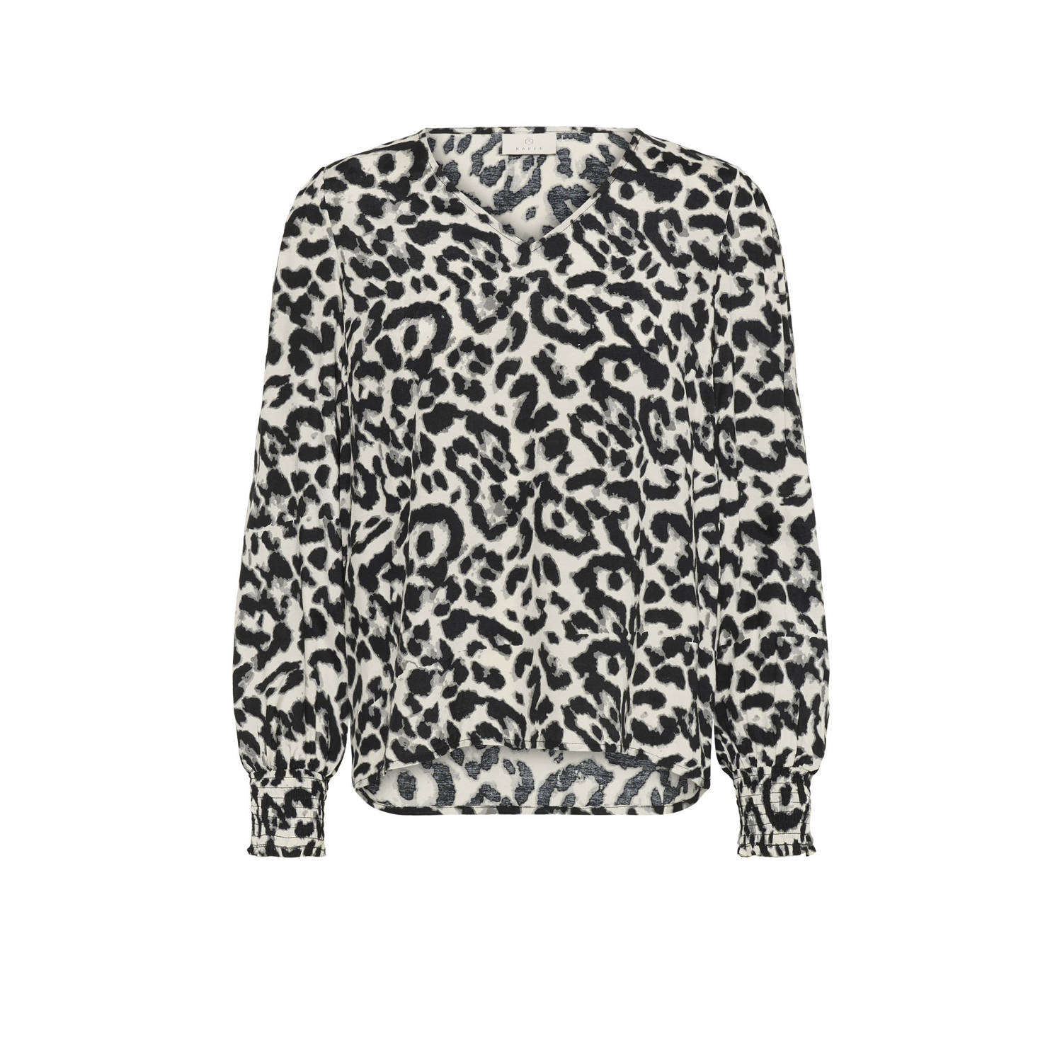 Kaffe Luipaardprint Blouse met V-Hals Black Dames