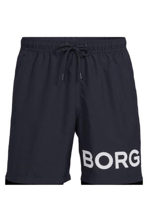 zwemshort met logo donkerblauw