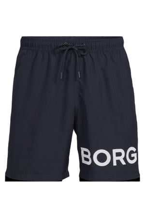 zwemshort met logo donkerblauw