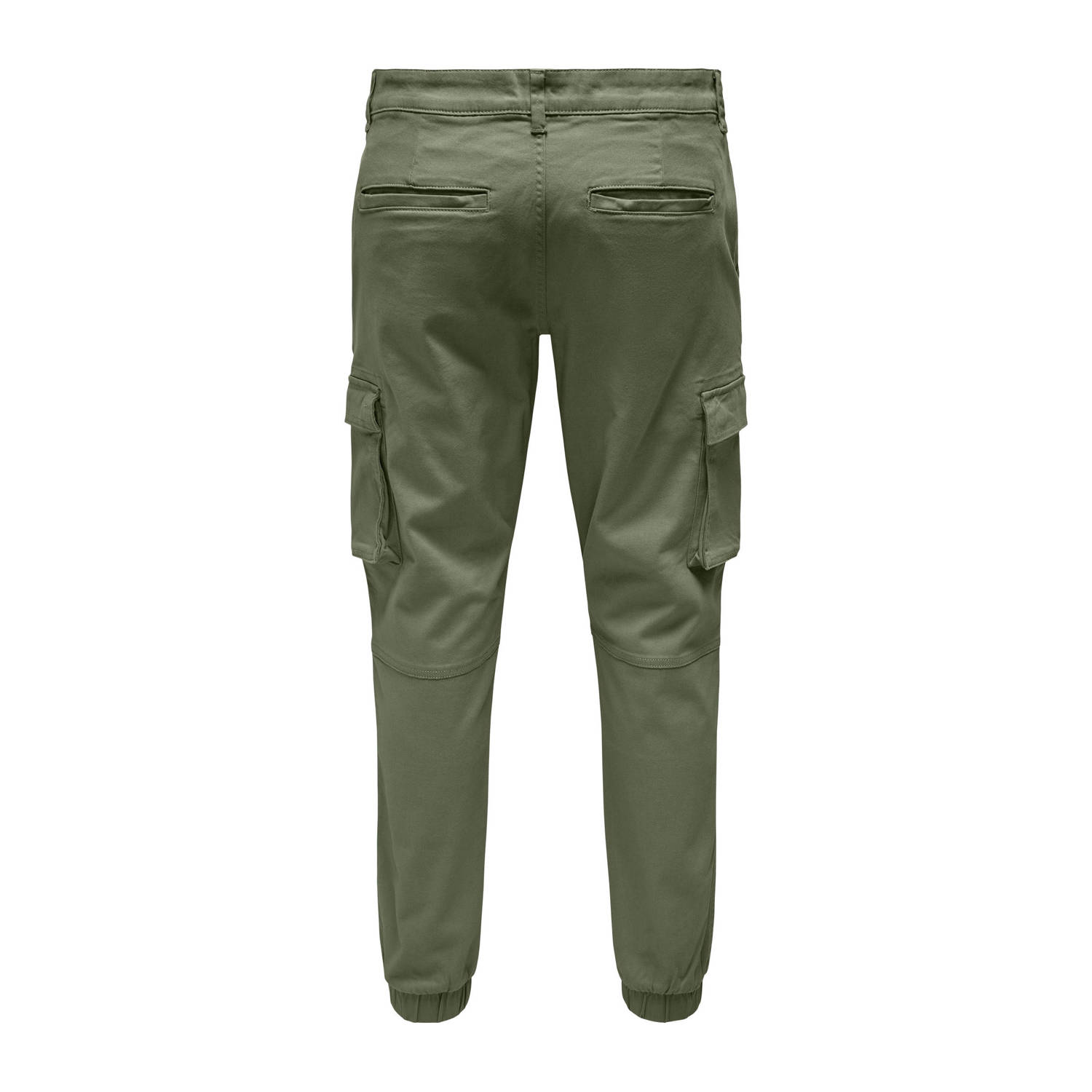 ONLY & SONS tapered fit cargo broek ONSCAM donkergroen