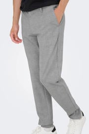 thumbnail: ONLY & SONS viscose slim fit geruite chino - grijs