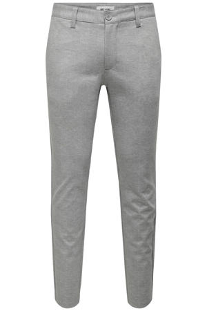 viscose slim fit geruite chino - grijs