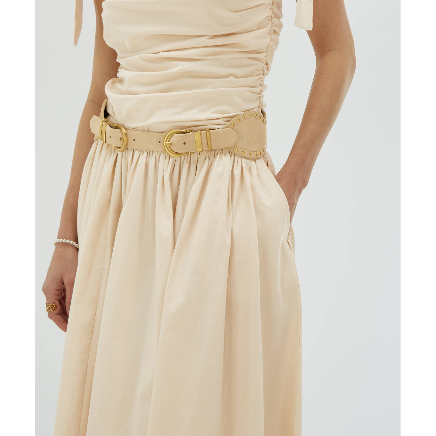 JOSH V leren tailleriem Byanca beige