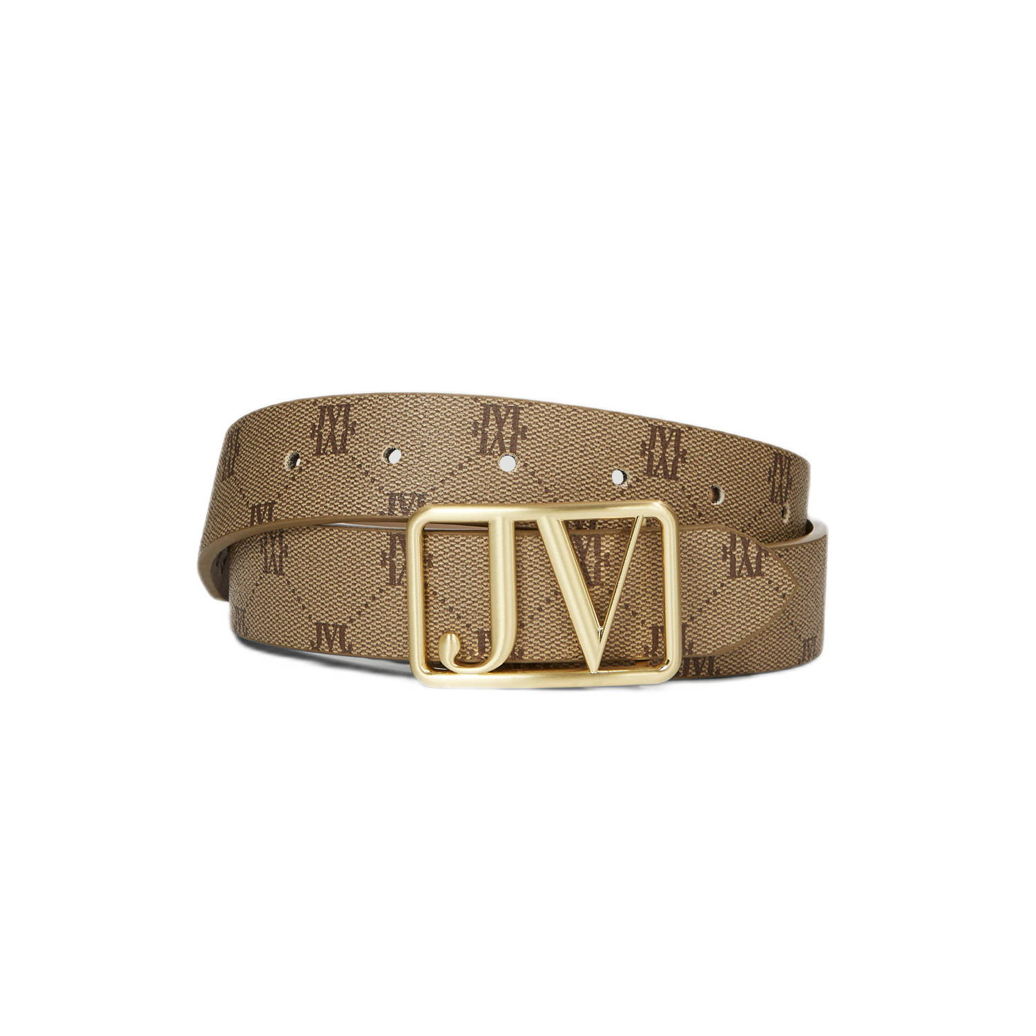 JOSH V riem met logoprint Perri lichtbruin