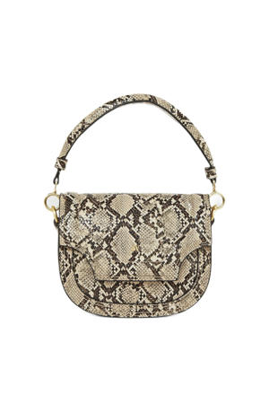  crossbody tas met slangenprint Veronique lichtbruin
