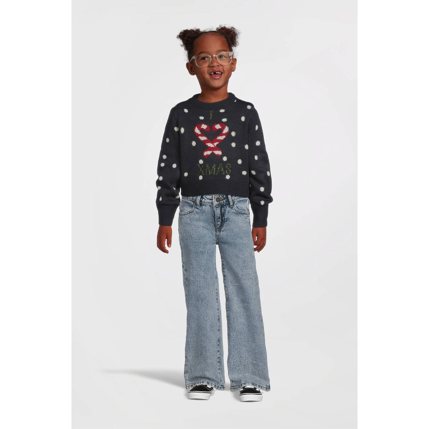 NAME IT KIDS kersttrui donkerblauw gebreid