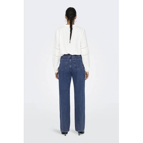 ONLY high waist straight leg jeans medium blue denim afbeelding