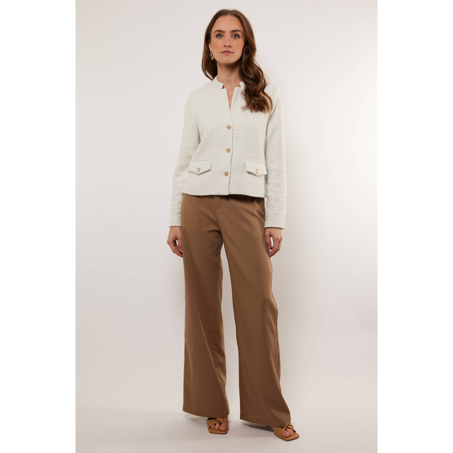 G-maxx wide leg regular waist broek bruin