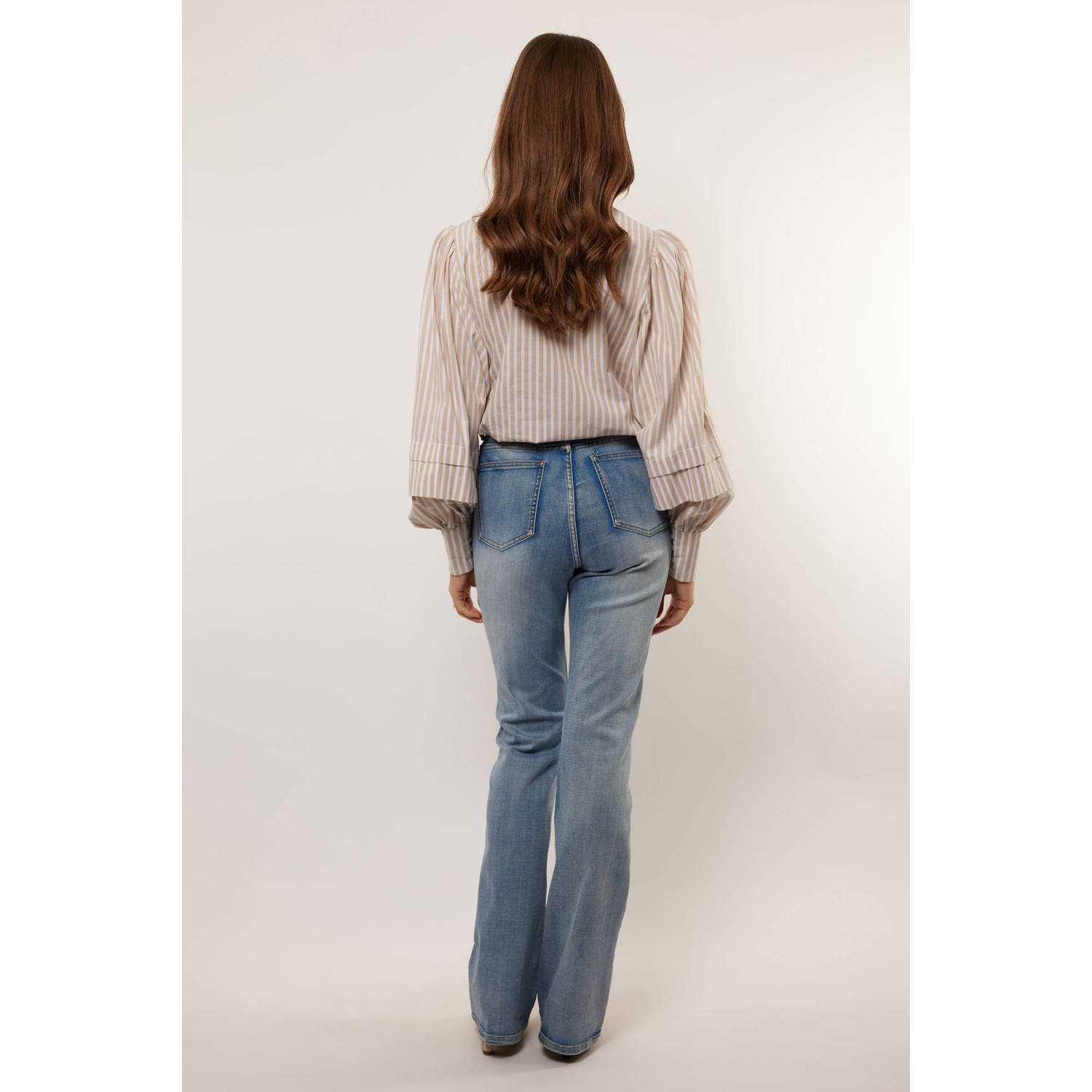 G-maxx X Froukje regular waist flared jeans light blue denim