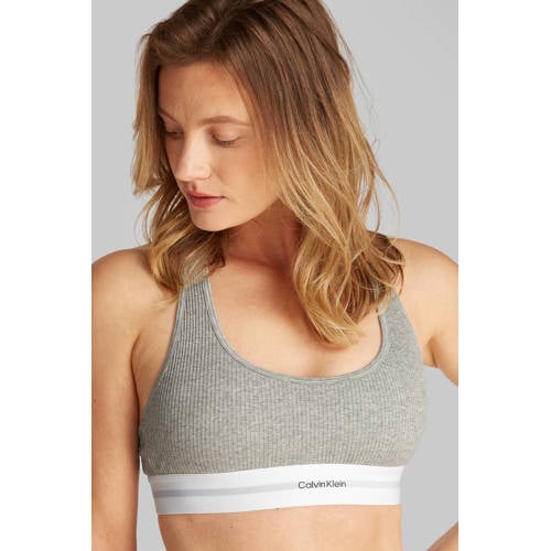 Calvin Klein niet-voorgevormde bh top met ribstructuur grijs afbeelding