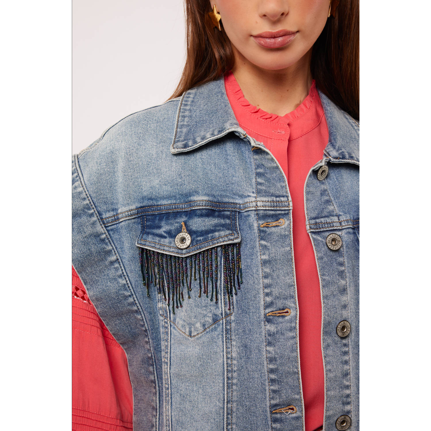 FLURESK gilet medium blue denim