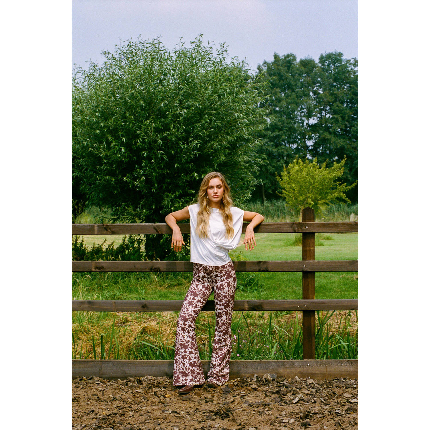 FLURESK flared regular waist broek multi