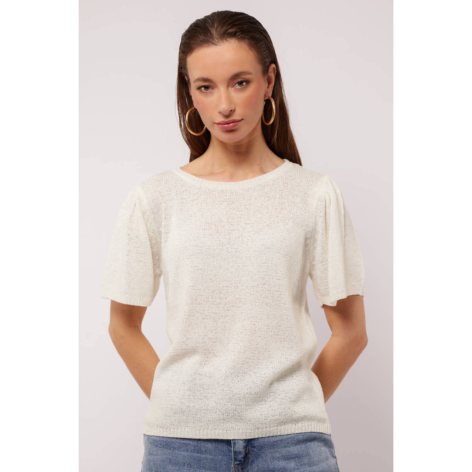 FLURESK top ecru fijn gebreid