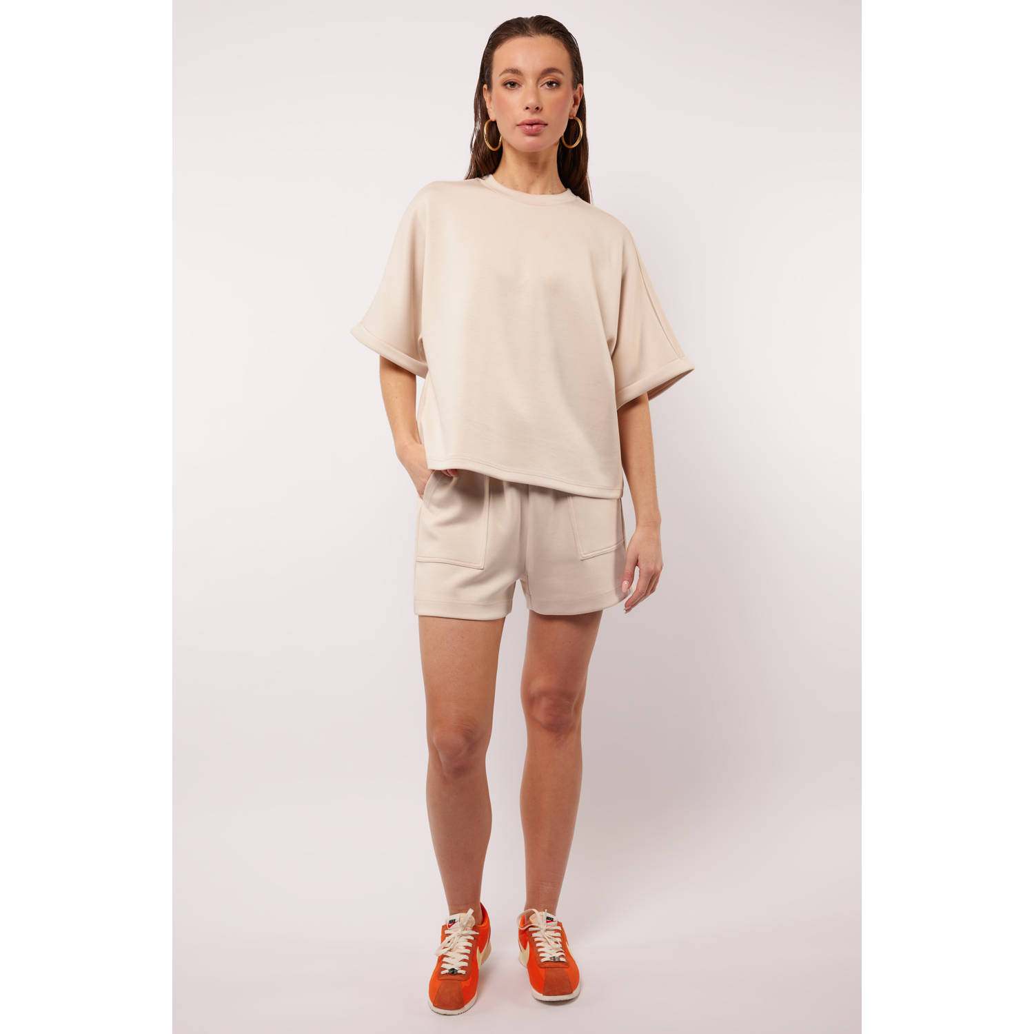 FLURESK straight regular waist casual short zand