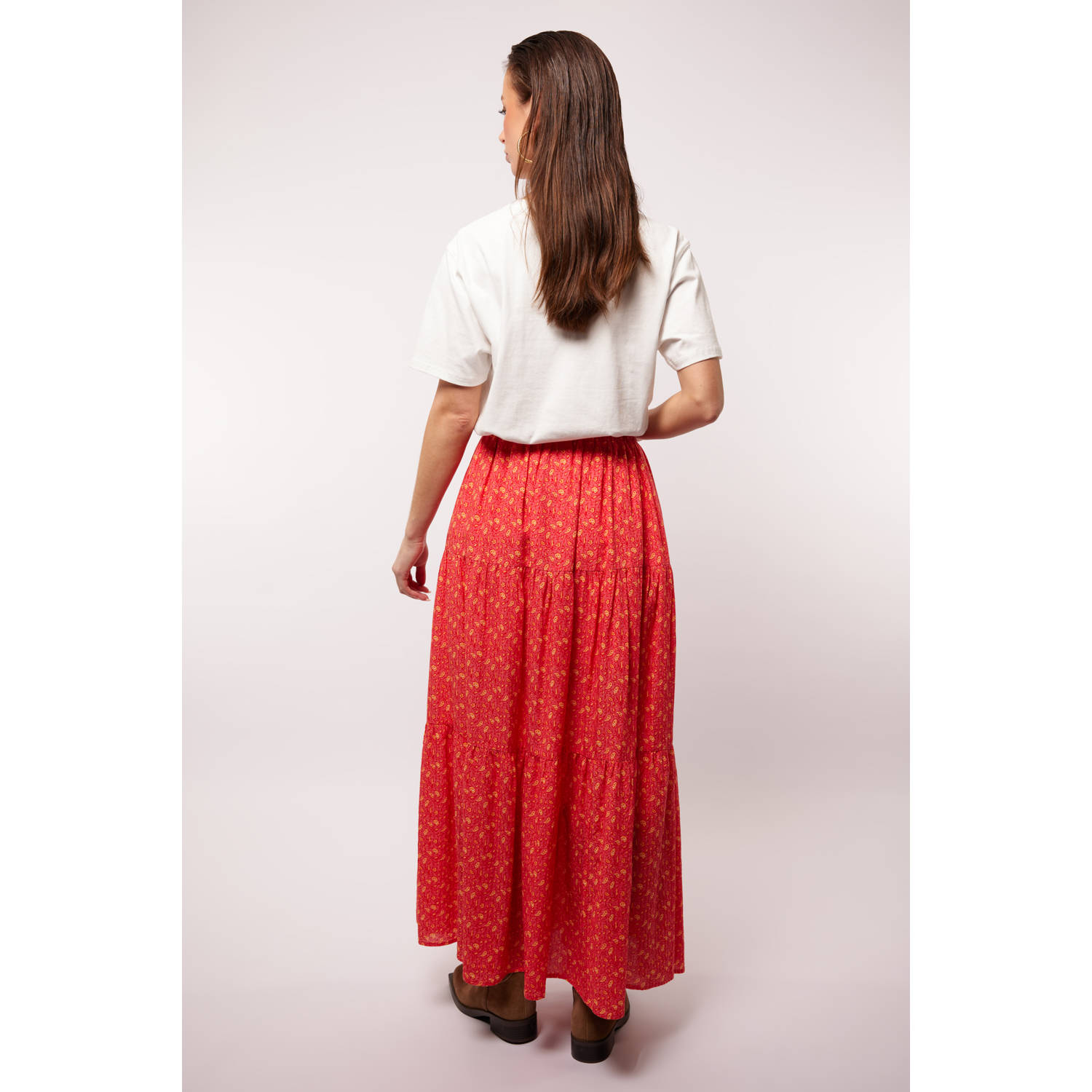 FLURESK maxi rok koraalrood