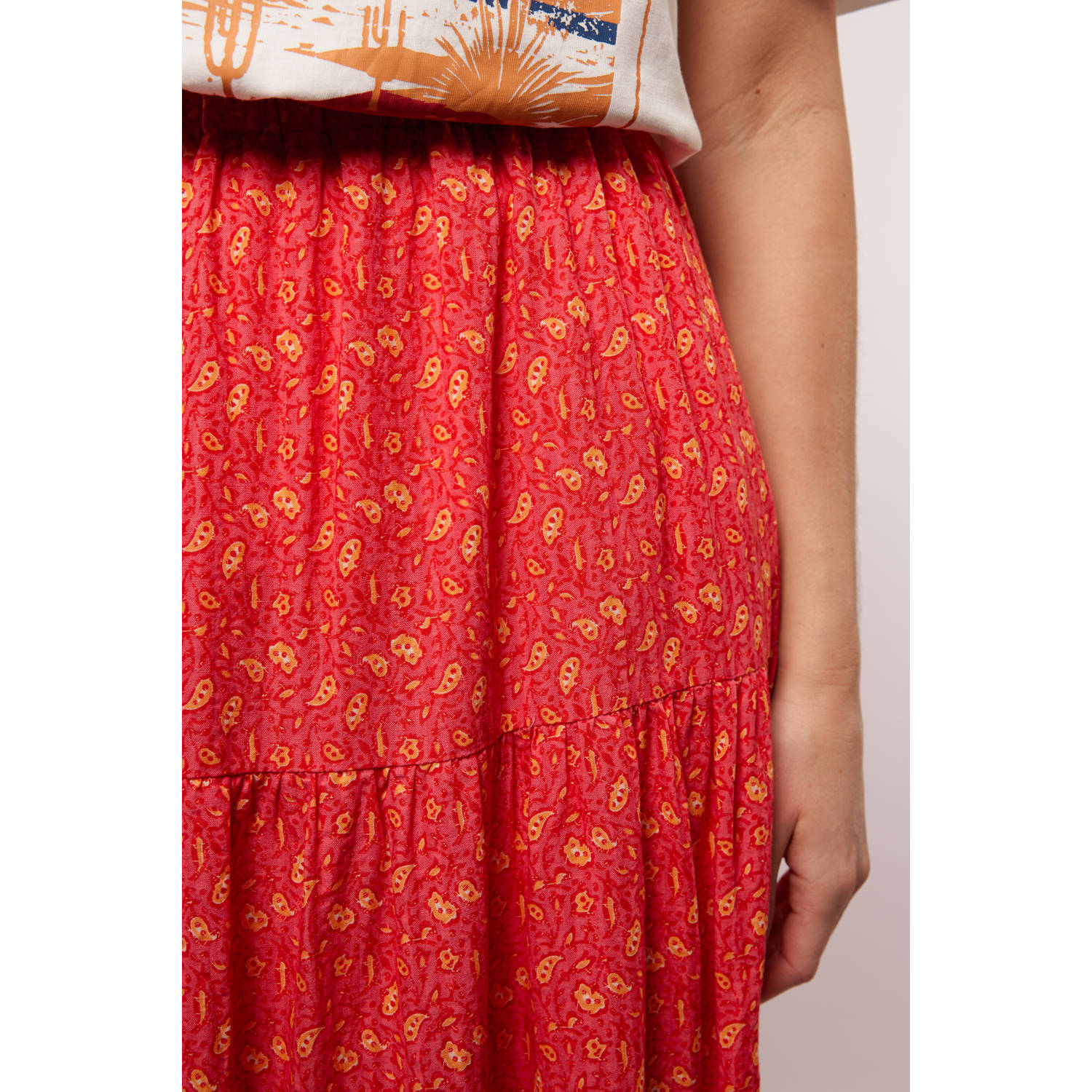 FLURESK maxi rok koraalrood