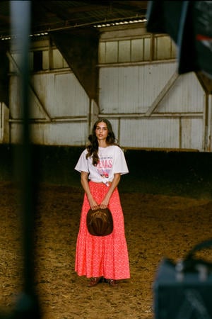 maxi rok koraalrood