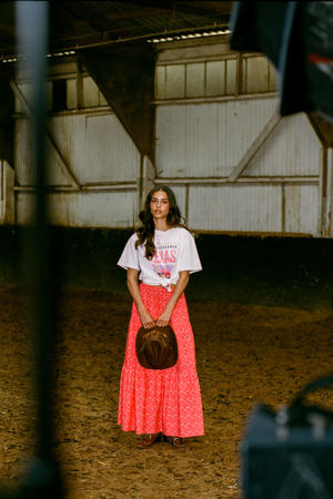 maxi rok koraalrood
