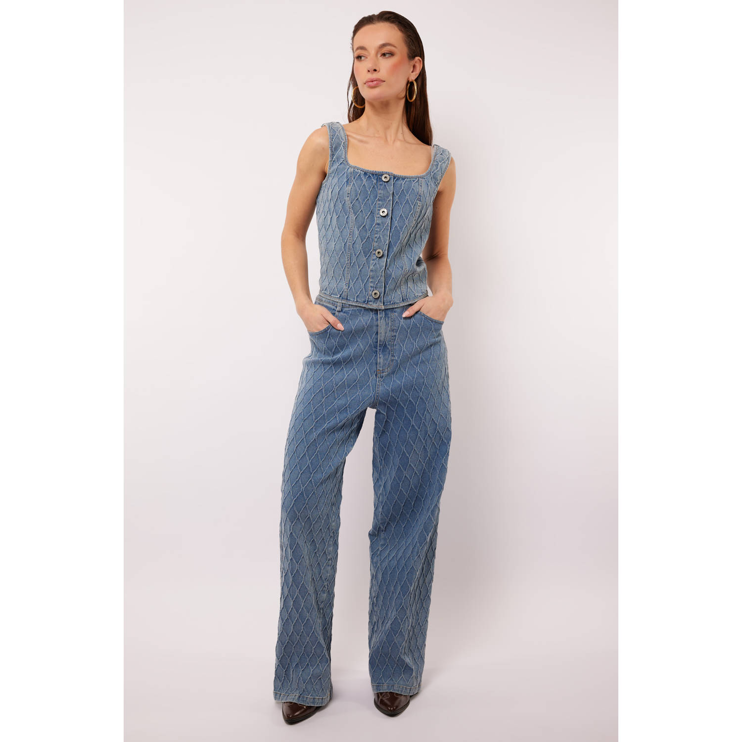 FLURESK wide leg jeans light blue denim