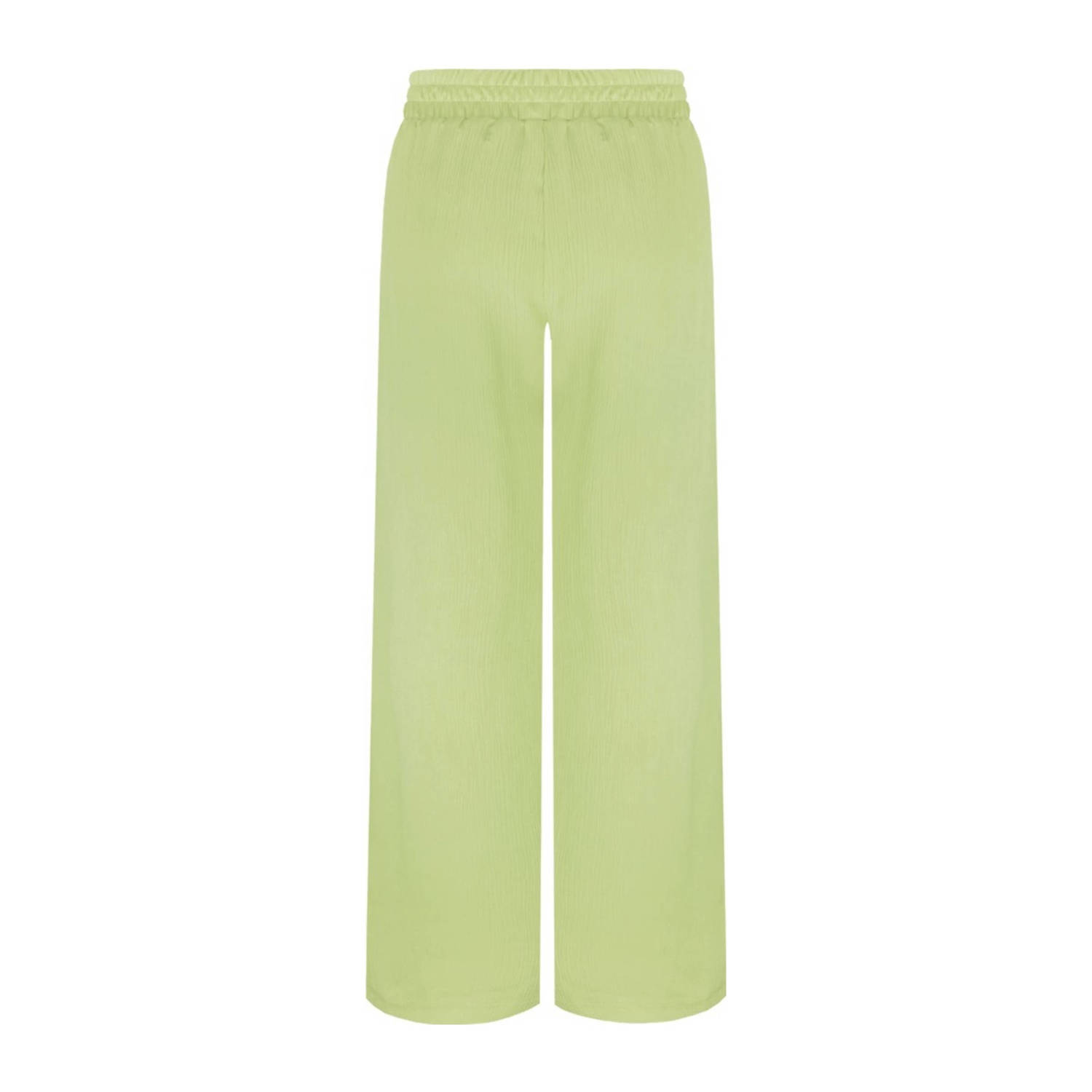 FLURESK wide leg regular waist broek limegroen