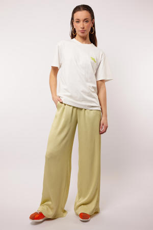 wide leg regular waist broek limegroen