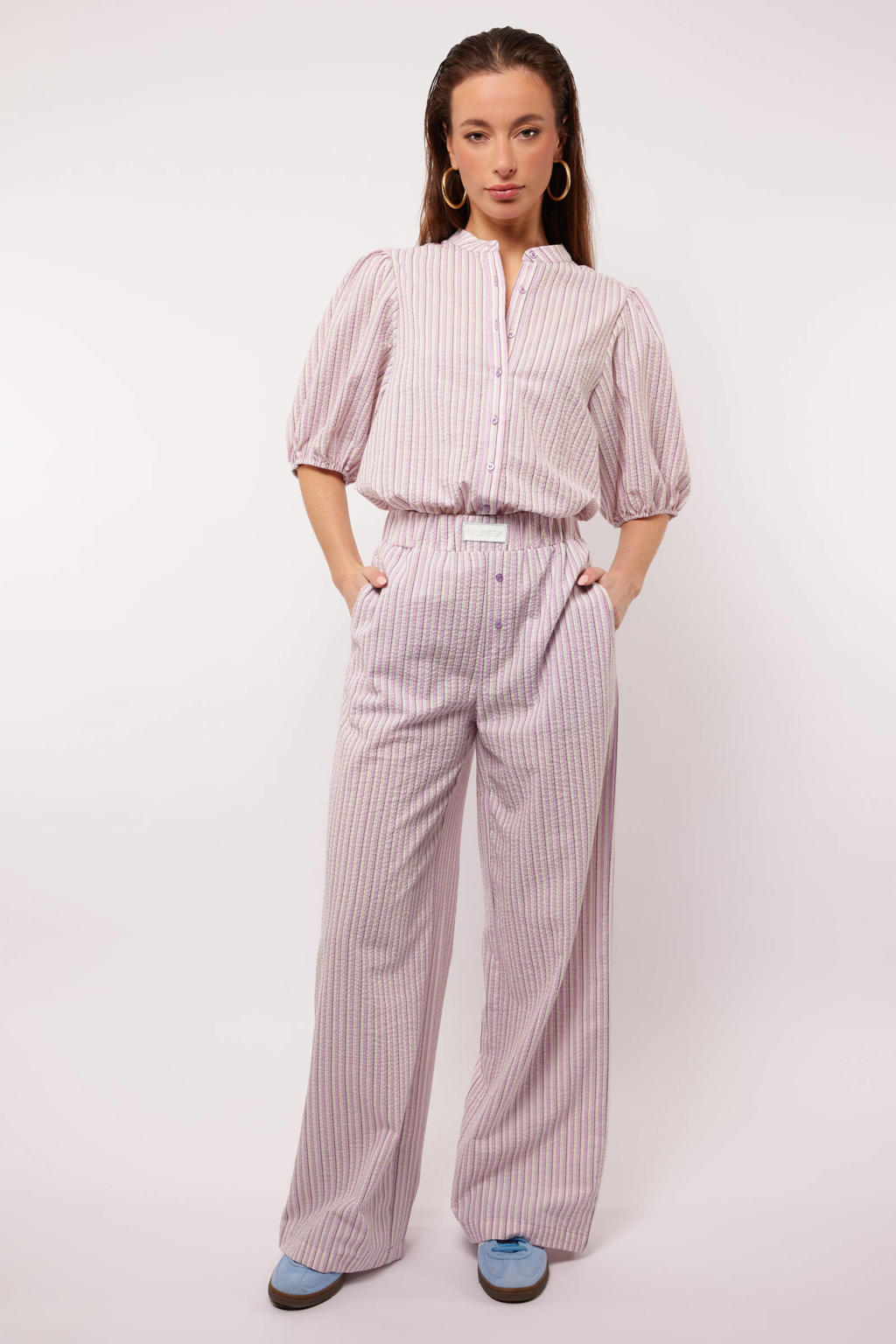 FLURESK wide leg regular waist broek lila