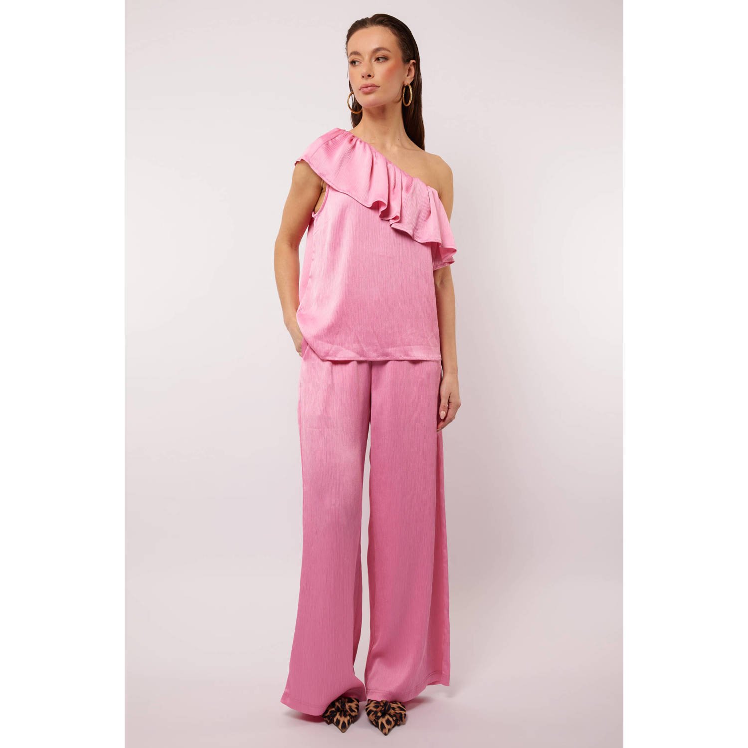 FLURESK straight regular waist broek roze