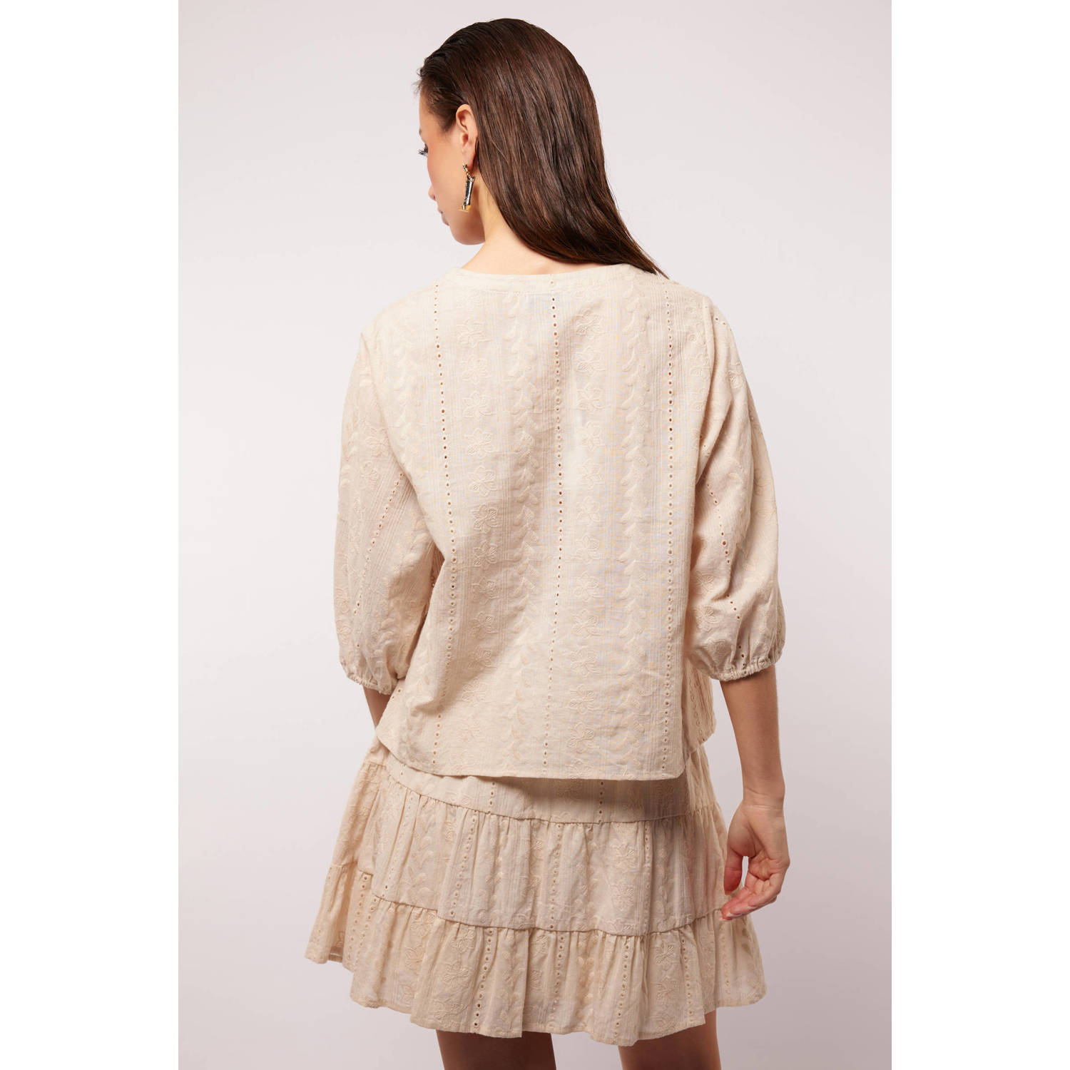 FLURESK blouse zand broderie