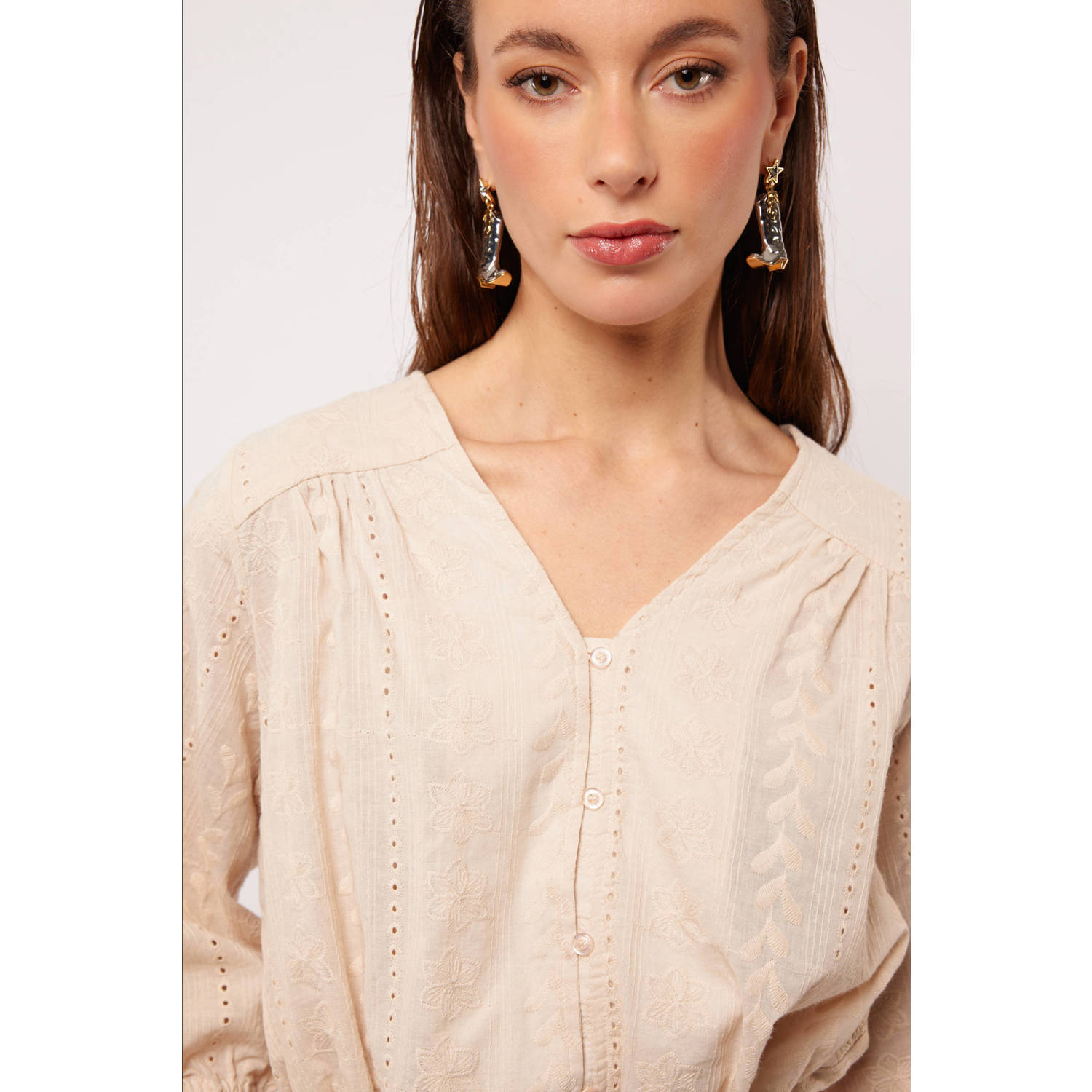 FLURESK blouse zand broderie