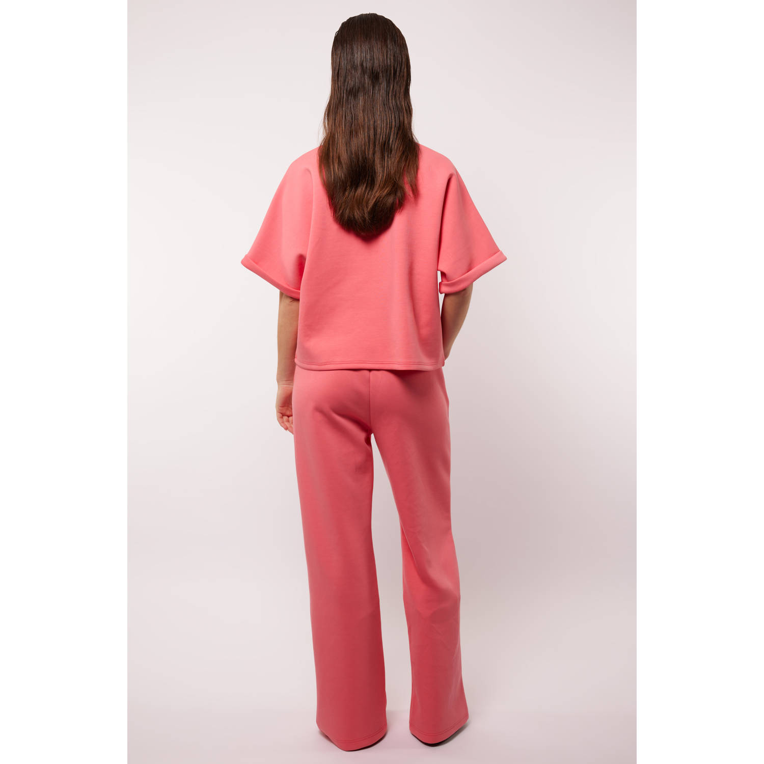 FLURESK wide leg regular waist broek roze