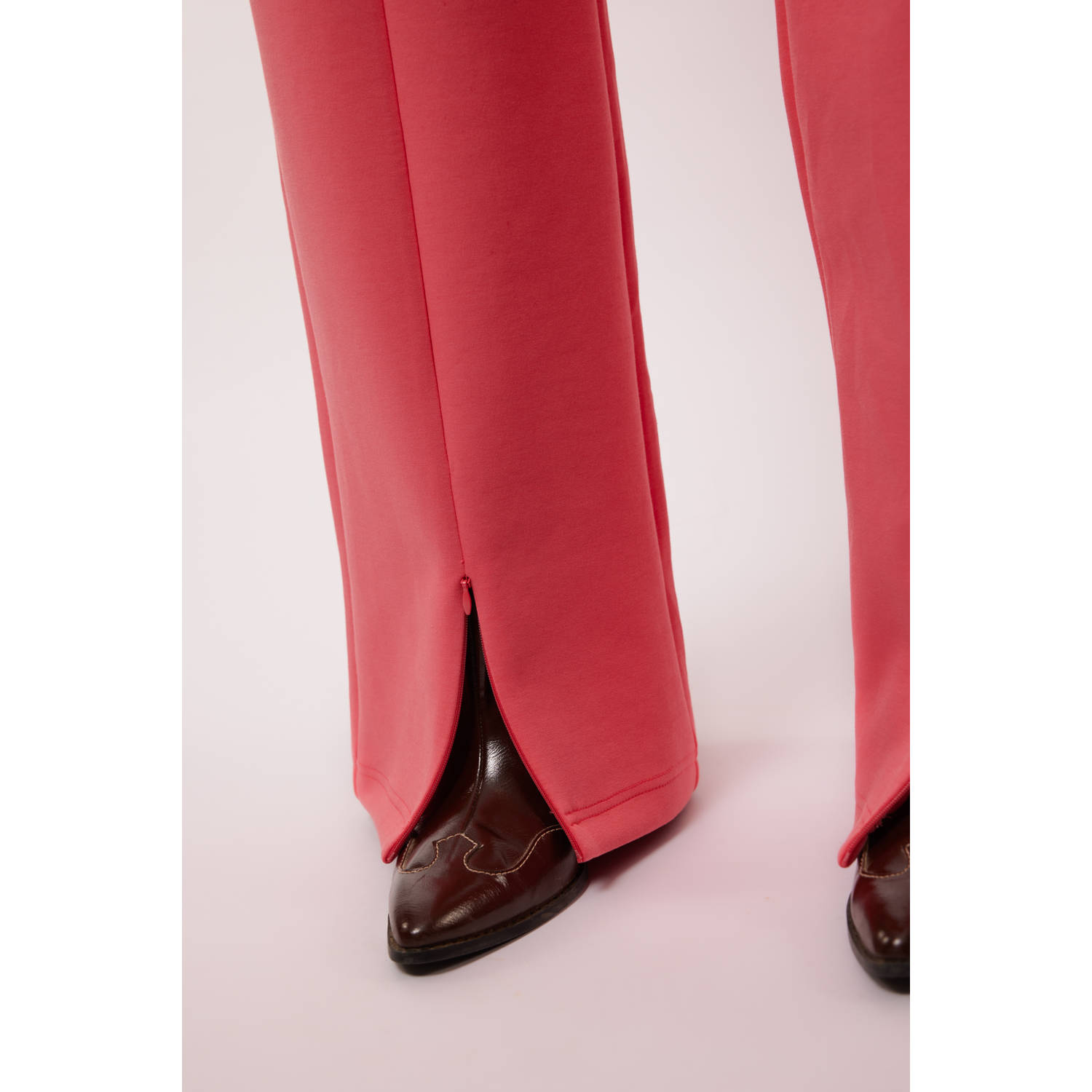 FLURESK wide leg regular waist broek roze