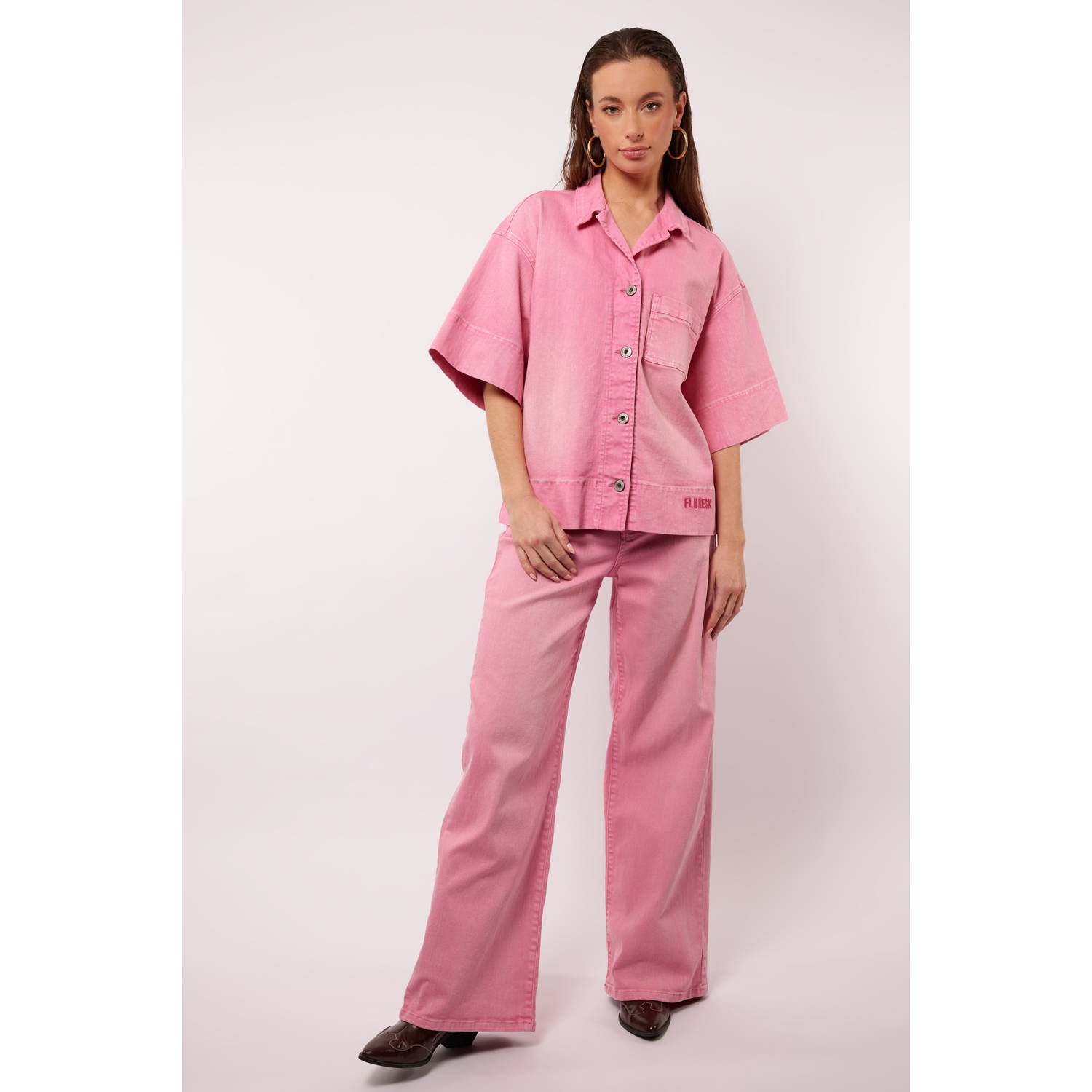 FLURESK roze wide leg jeans