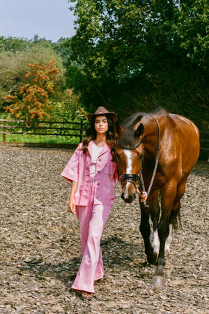 roze wide leg jeans