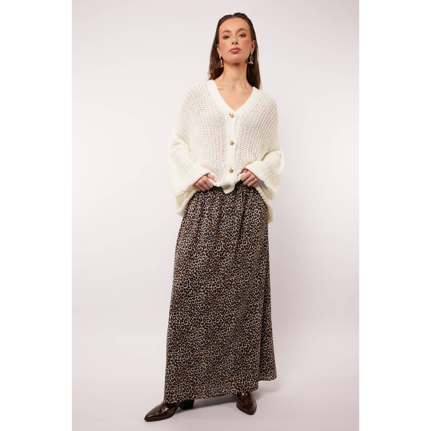 FLURESK maxi rok bruin