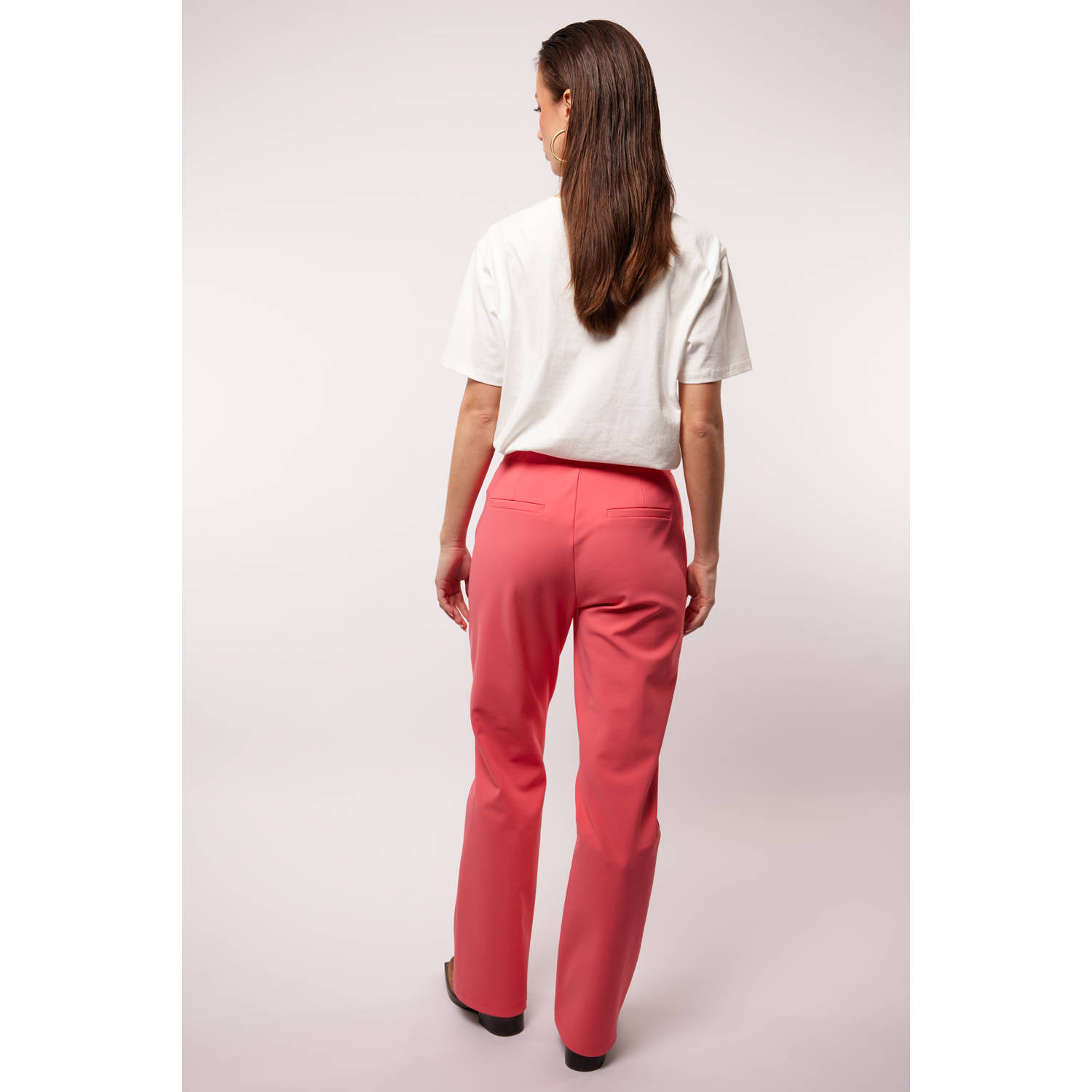 FLURESK straight regular waist broek koraalrood