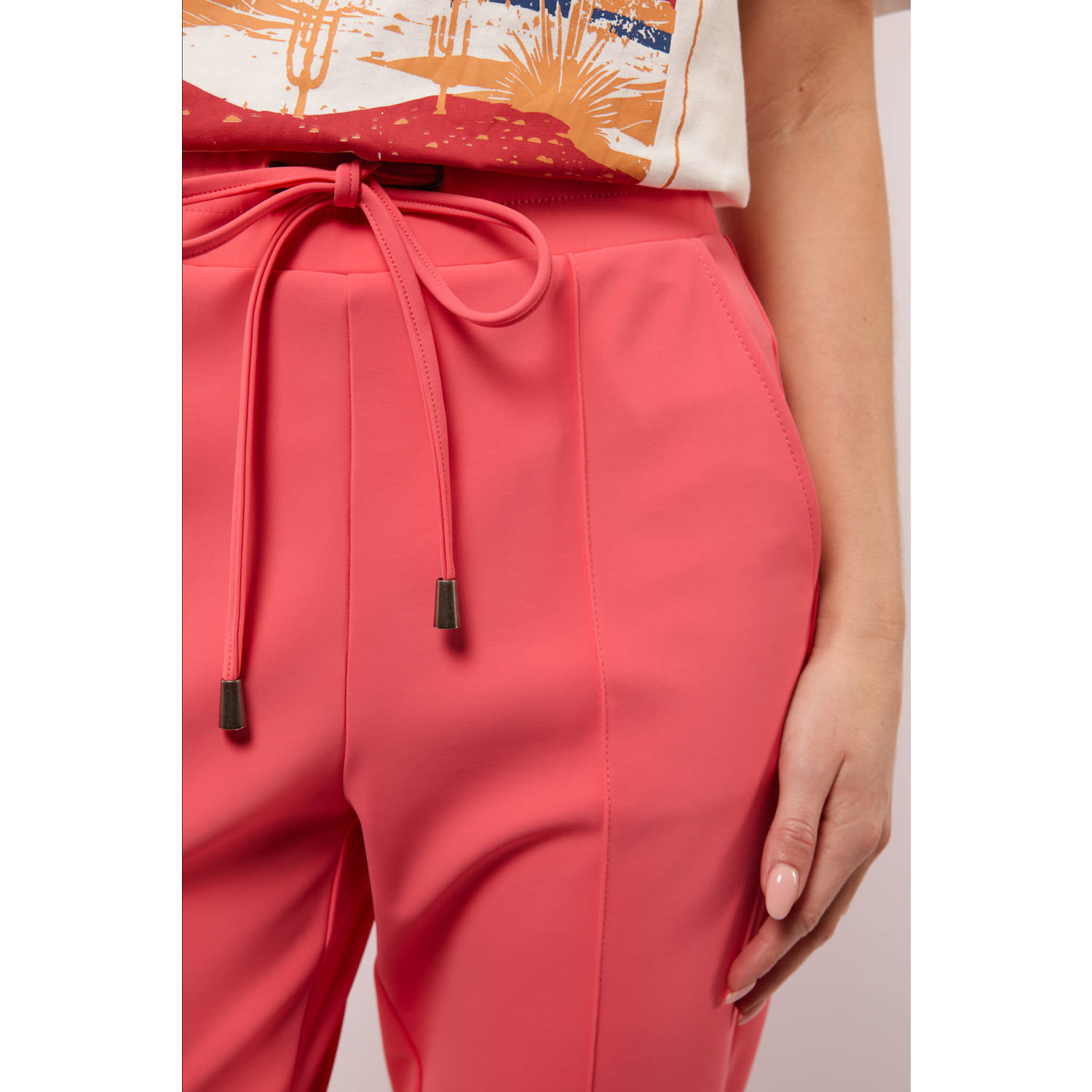 FLURESK straight regular waist broek koraalrood