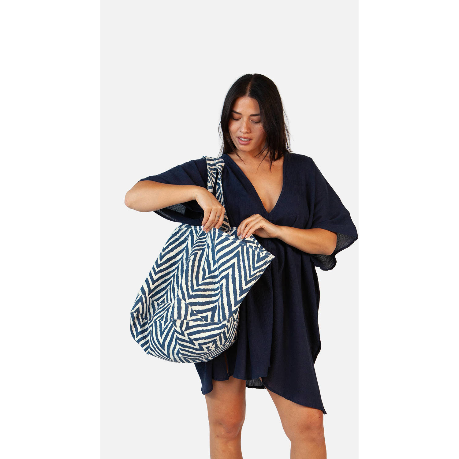 Barts shopper Juno met all-over print blauw
