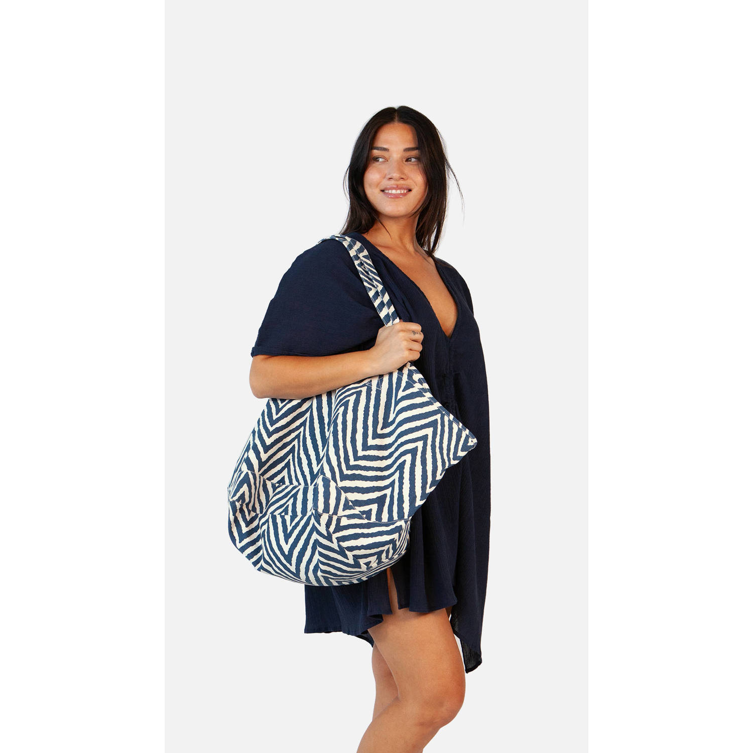 Barts shopper Juno met all-over print blauw