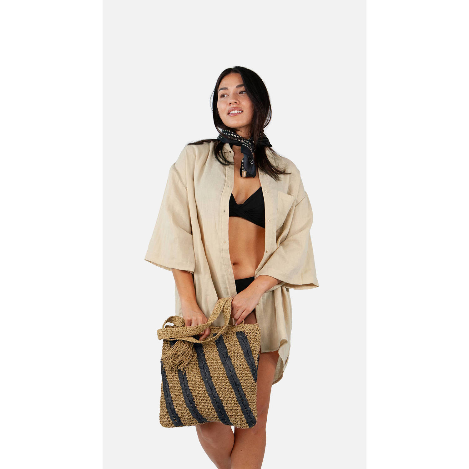 Barts shopper Djalu naturel zwart