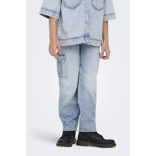 KIDS ONLY GIRL wide leg regular waist jeans light blue denim afbeelding