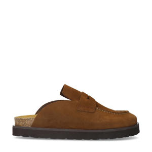 suède clogs cognac