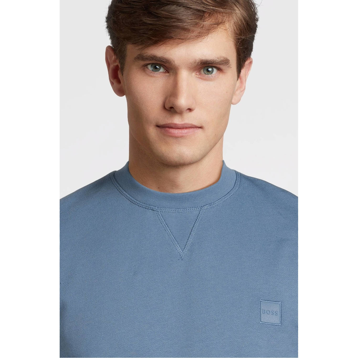 BOSS sweater Westart met logo light pastel blue