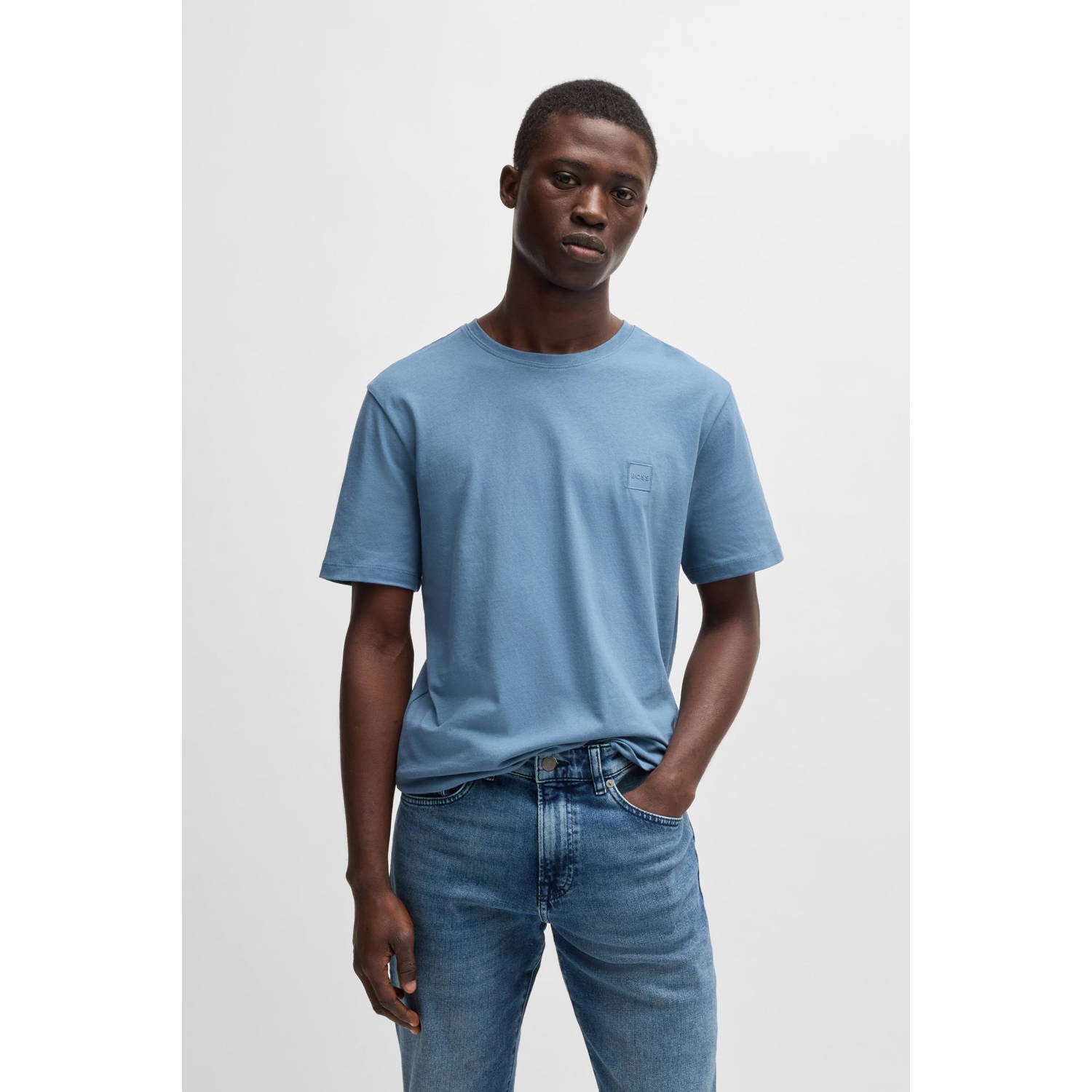 Boss Orange T-shirt Tales met boss-borduursel op de borst