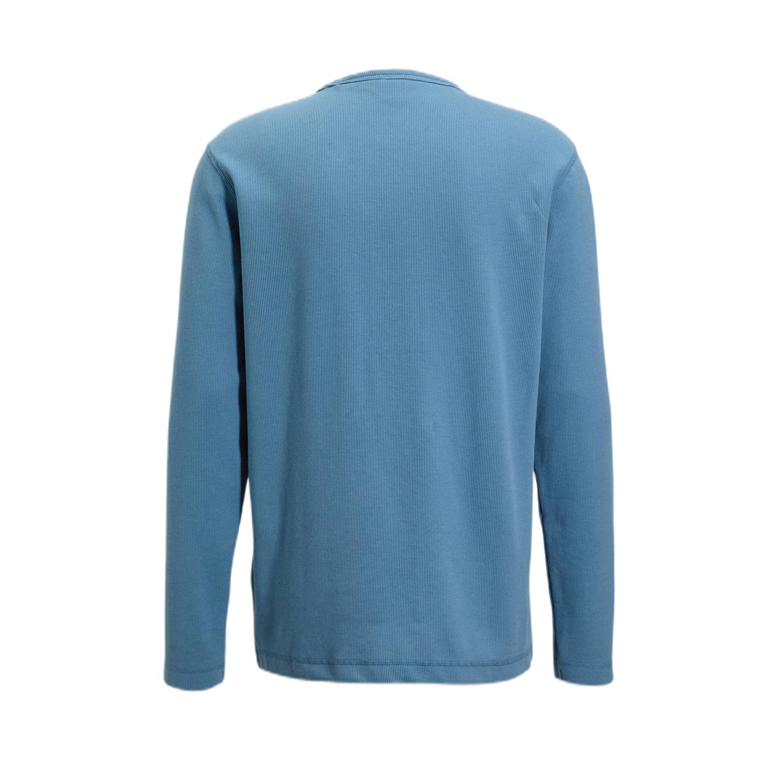 BOSS regular fit longsleeve Tempesto met textuur blauw