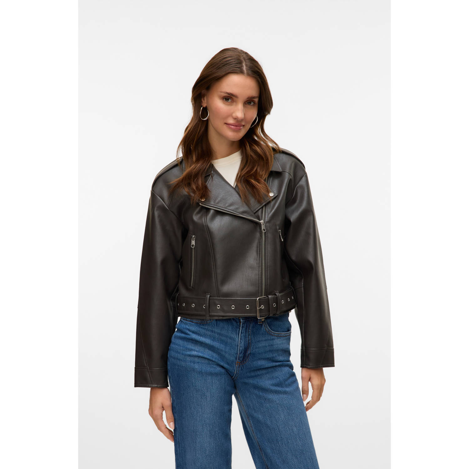 VERO MODA imitatieleren jas antraciet